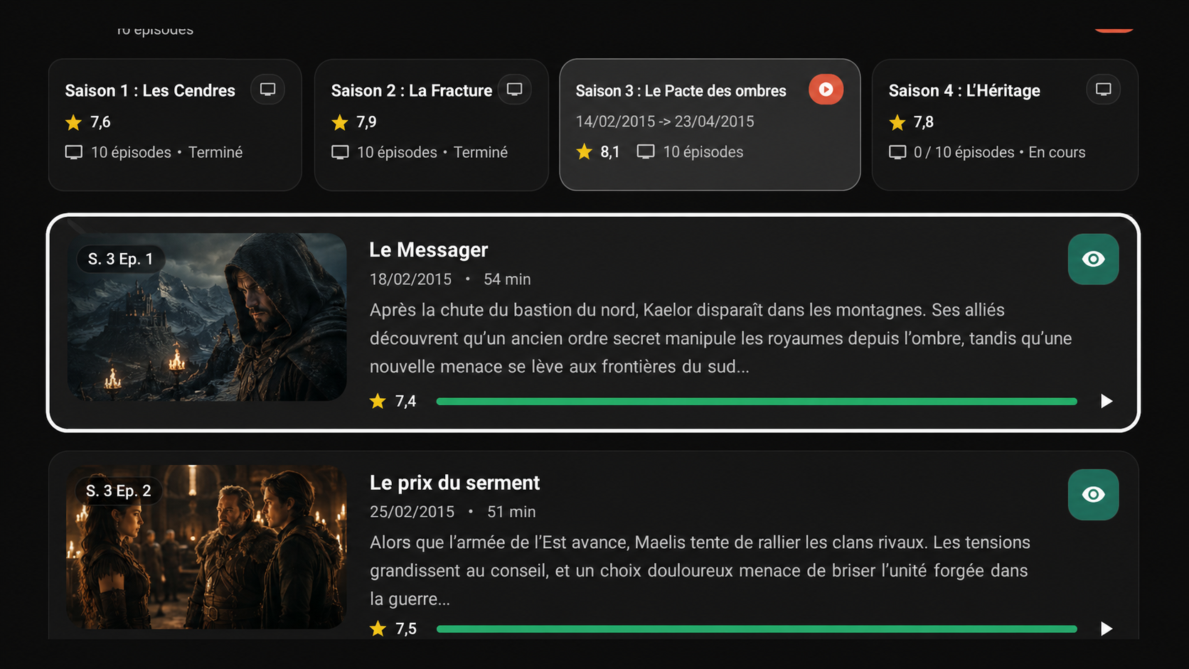 Voraxio Android TV season episode list