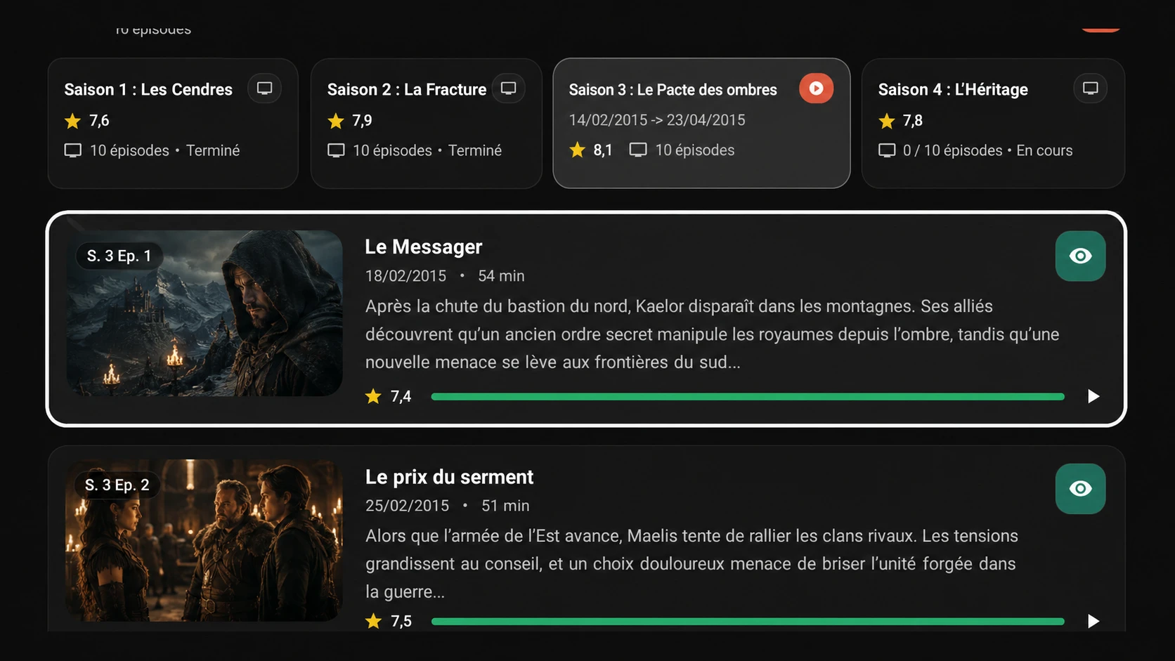 Voraxio Android TV season episode list
