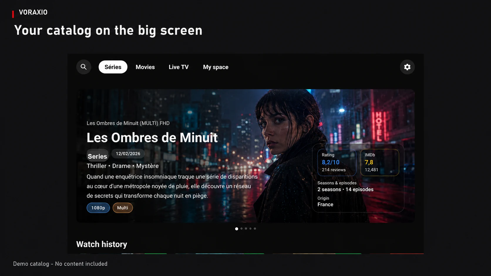 Voraxio Android TV home screen