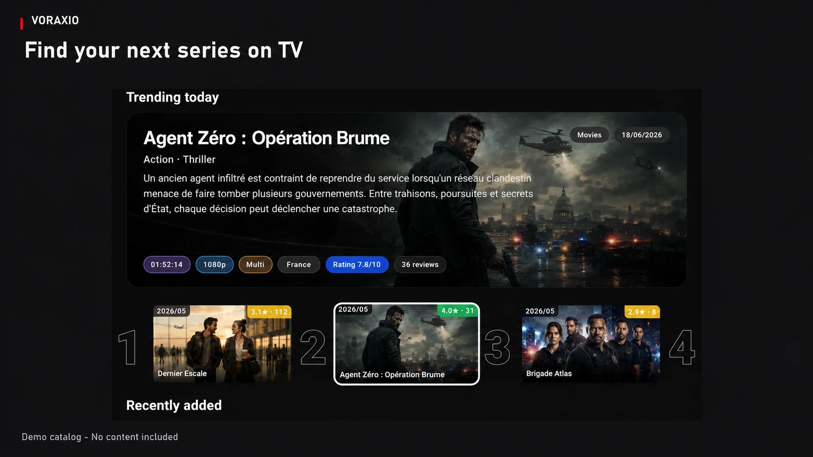 Voraxio Android TV trending row